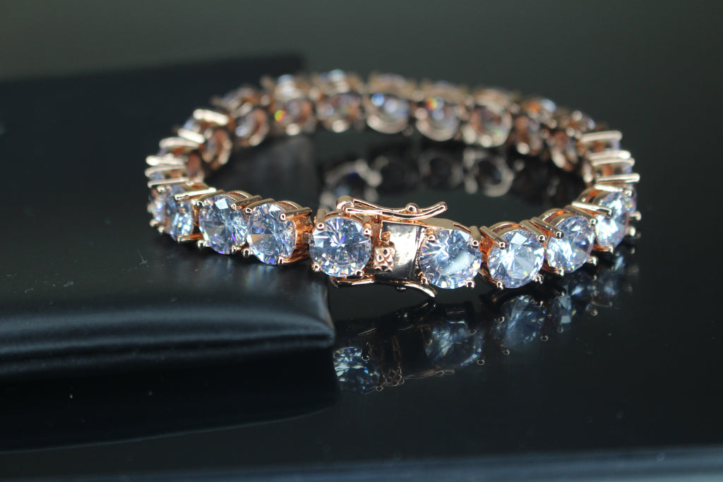 8mm MASSIVE XXL Tennis Bracelet 48ct Lab Sim VVS Diamonds ROSE GOLD