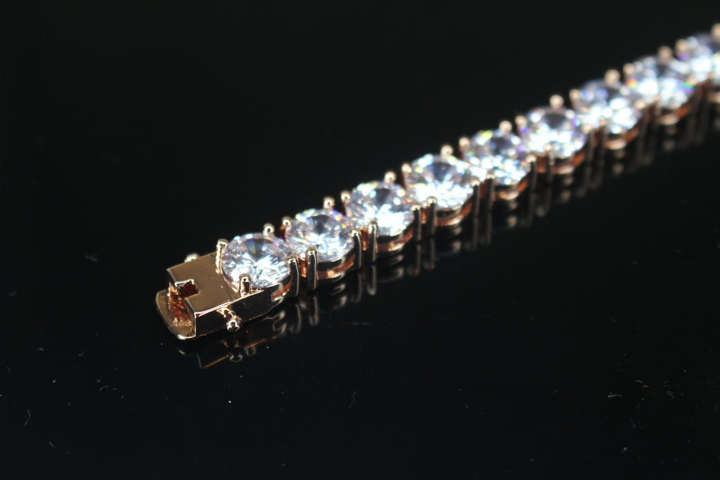 8mm MASSIVE XXL Tennis Bracelet 48ct Lab Sim VVS Diamonds ROSE GOLD