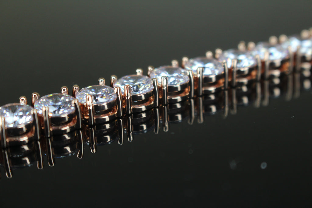 8mm MASSIVE XXL Tennis Bracelet 48ct Lab Sim VVS Diamonds ROSE GOLD