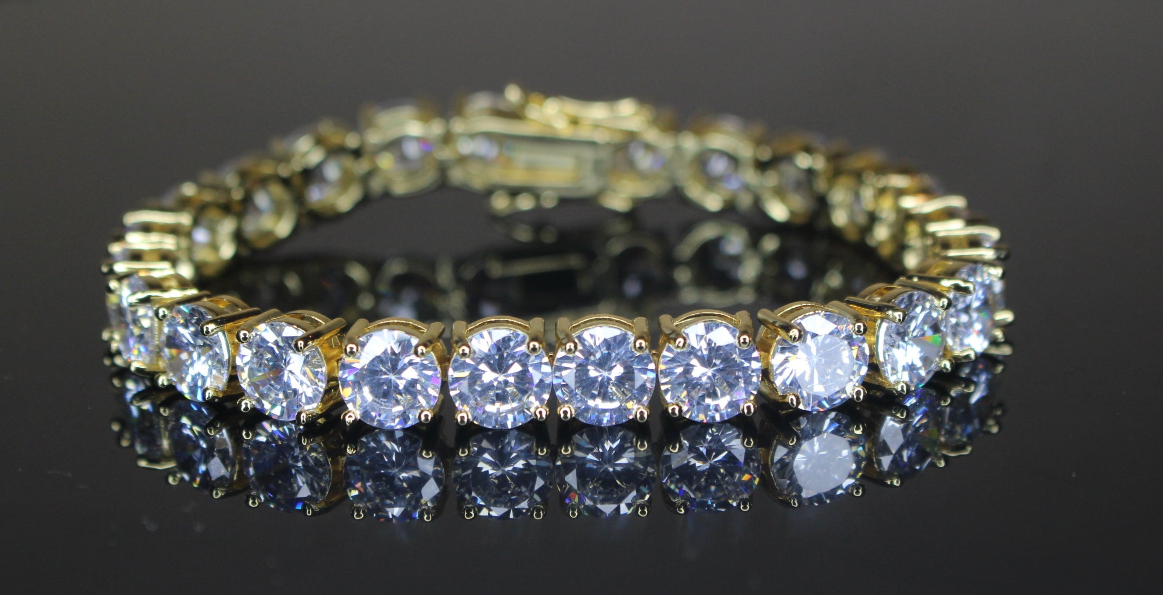 8mm MASSIVE XXL Tennis Bracelet 48ct Lab Sim VVS Diamonds GOLD