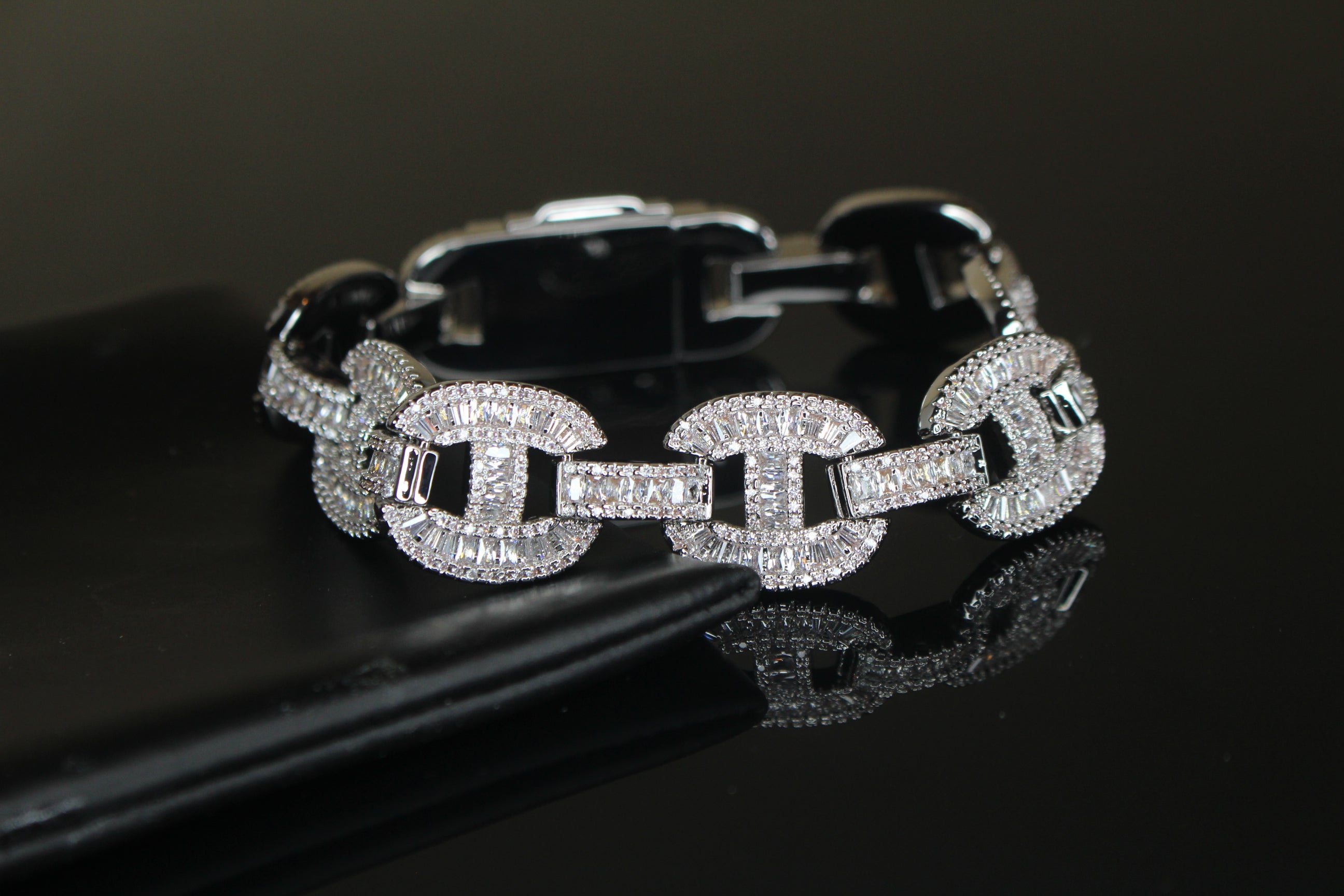 MASSIVE 14mm MARINER Bracelet 18.6ct BAGUETTES Lab Sim VVS1 Diamond 58g HEAVY