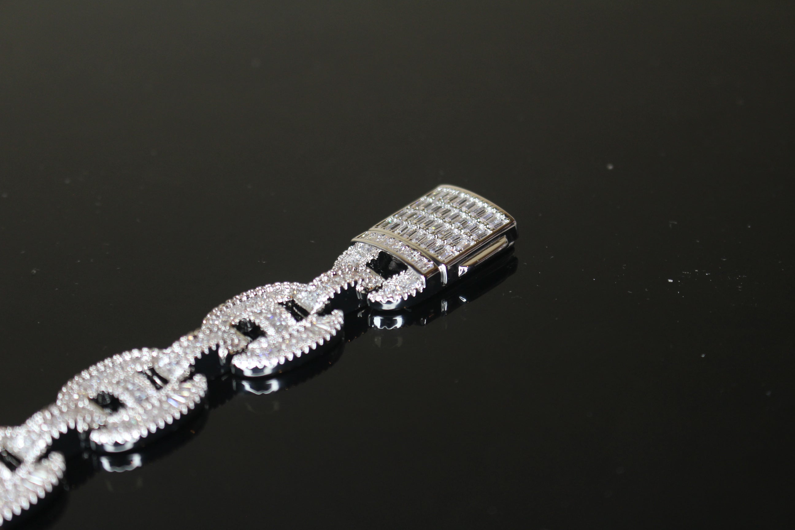 MASSIVE 14mm MARINER Bracelet 18.6ct BAGUETTES Lab Sim VVS1 Diamond 58g HEAVY