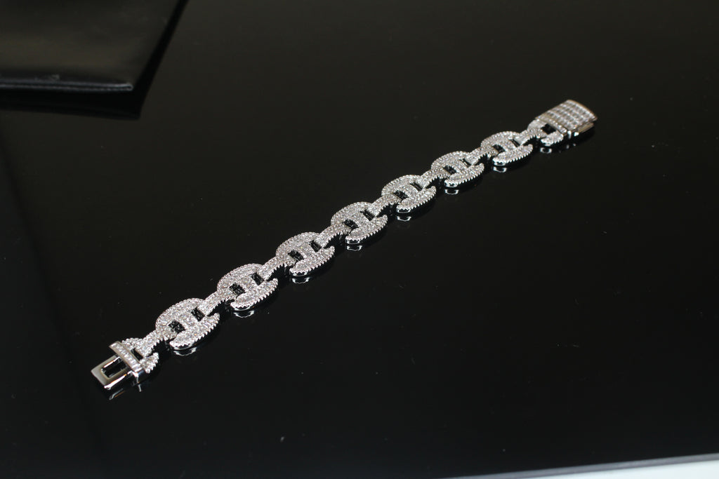 MASSIVE 14mm MARINER Bracelet 18.6ct BAGUETTES Lab Sim VVS1 Diamond 58g HEAVY