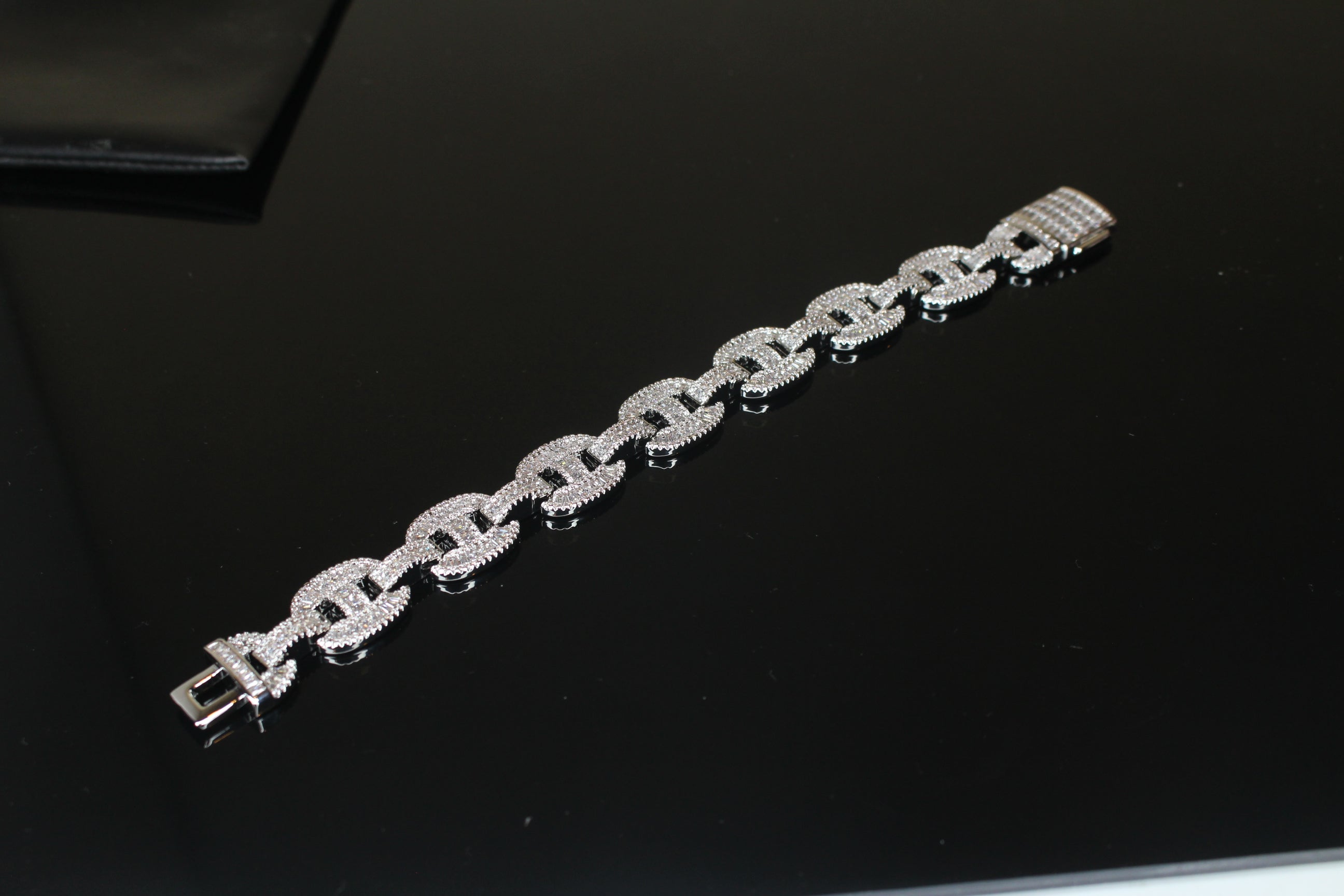 MASSIVE 14mm MARINER Bracelet 18.6ct BAGUETTES Lab Sim VVS1 Diamond 58g HEAVY
