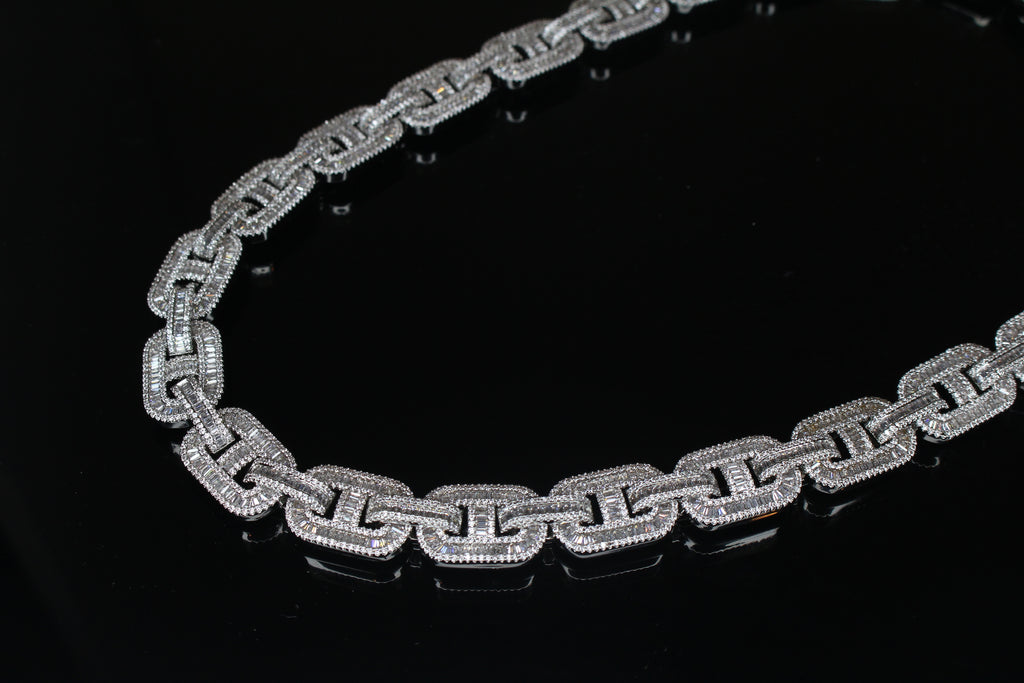 14mm Mariner Chain 82ct BAGUETTE Lab Sim VVS1 Diamond