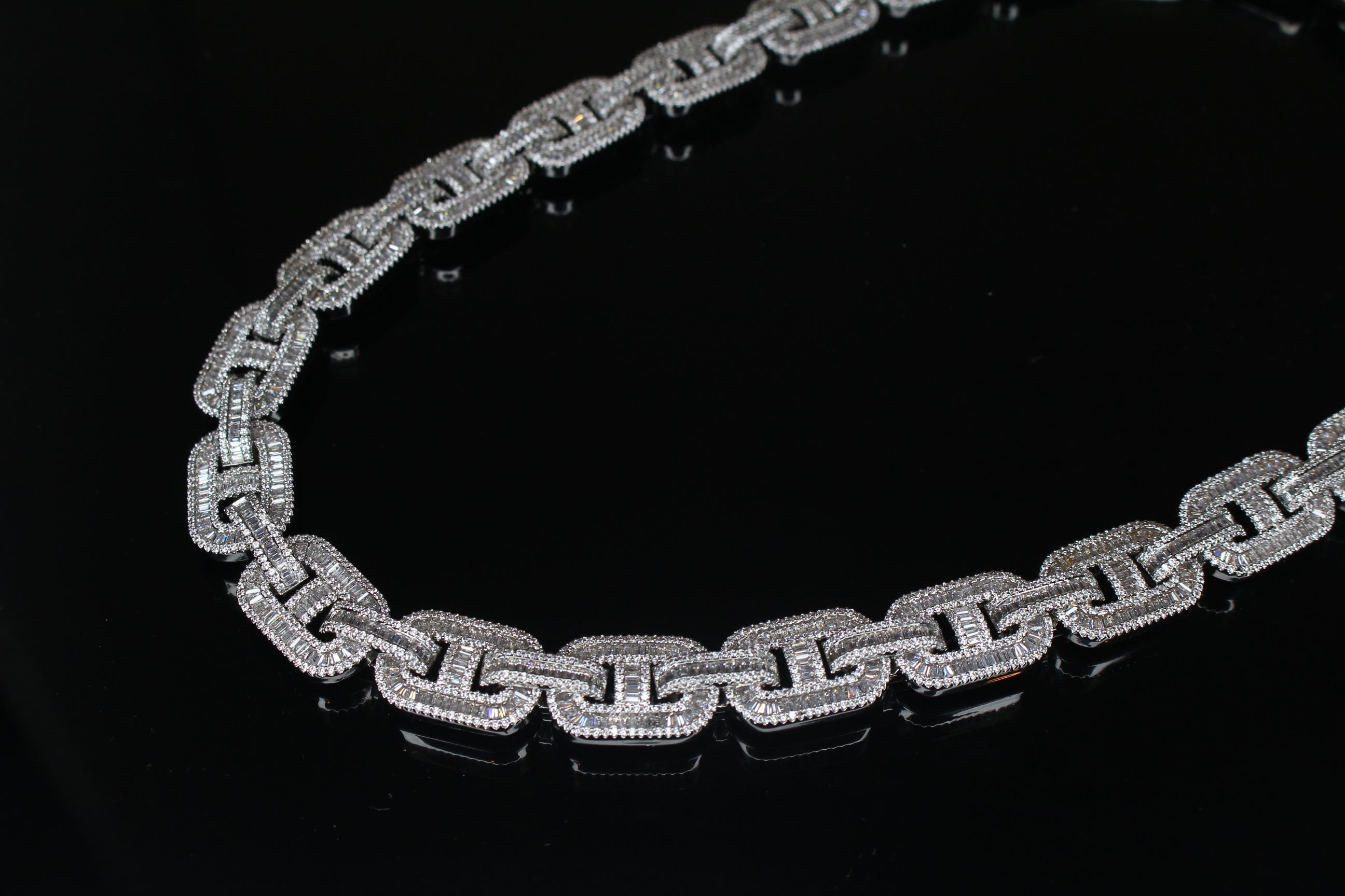 14mm Mariner Chain 82ct BAGUETTE Lab Sim VVS1 Diamond