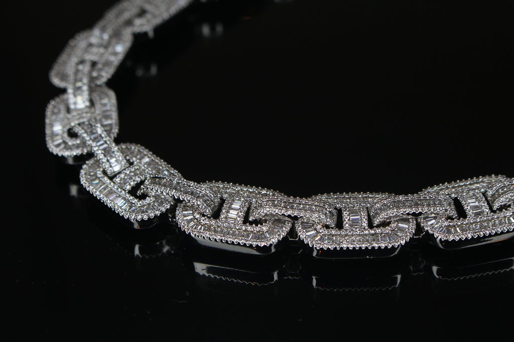 14mm Mariner Chain 82ct BAGUETTE Lab Sim VVS1 Diamond