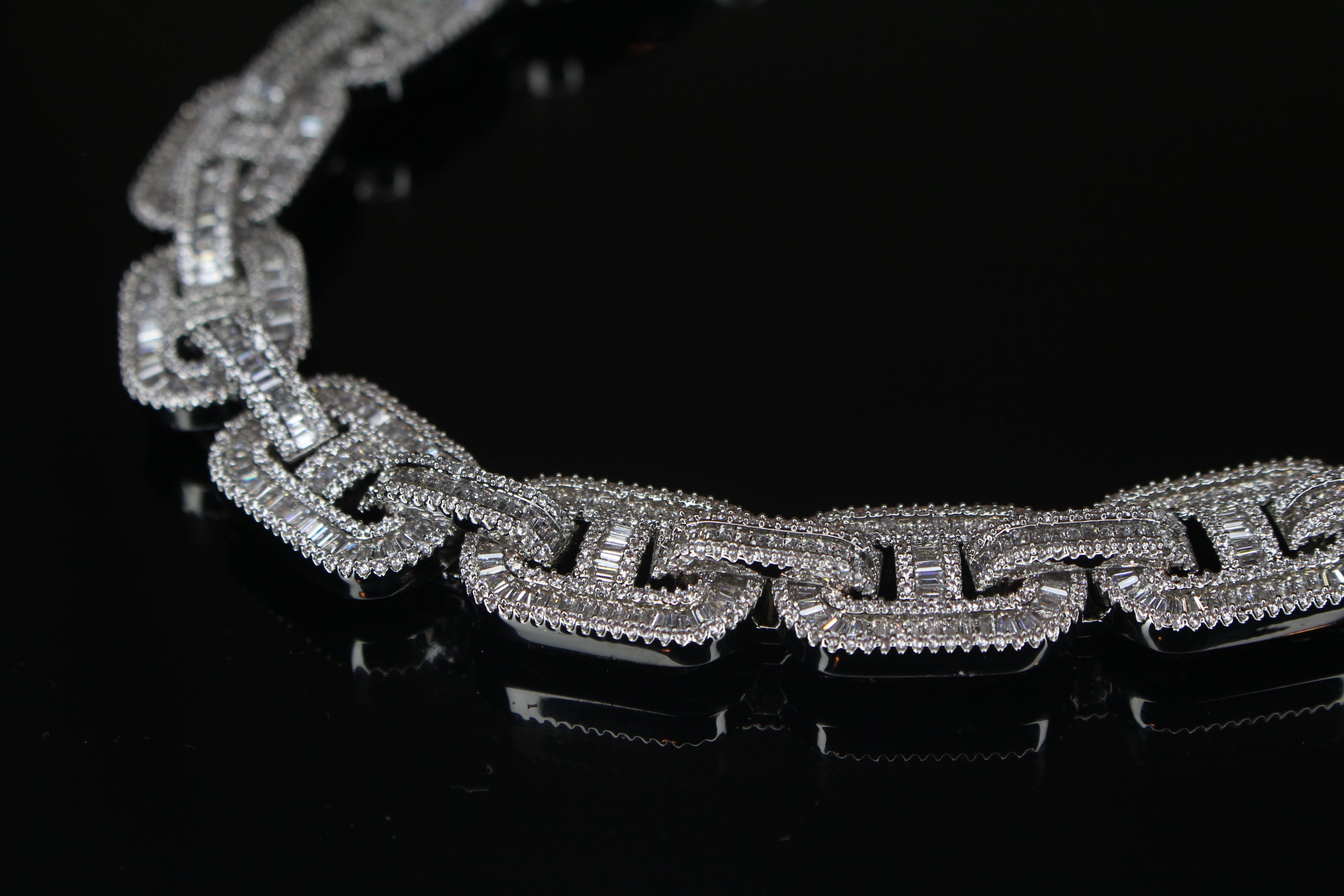 14mm Mariner Chain 82ct BAGUETTE Lab Sim VVS1 Diamond