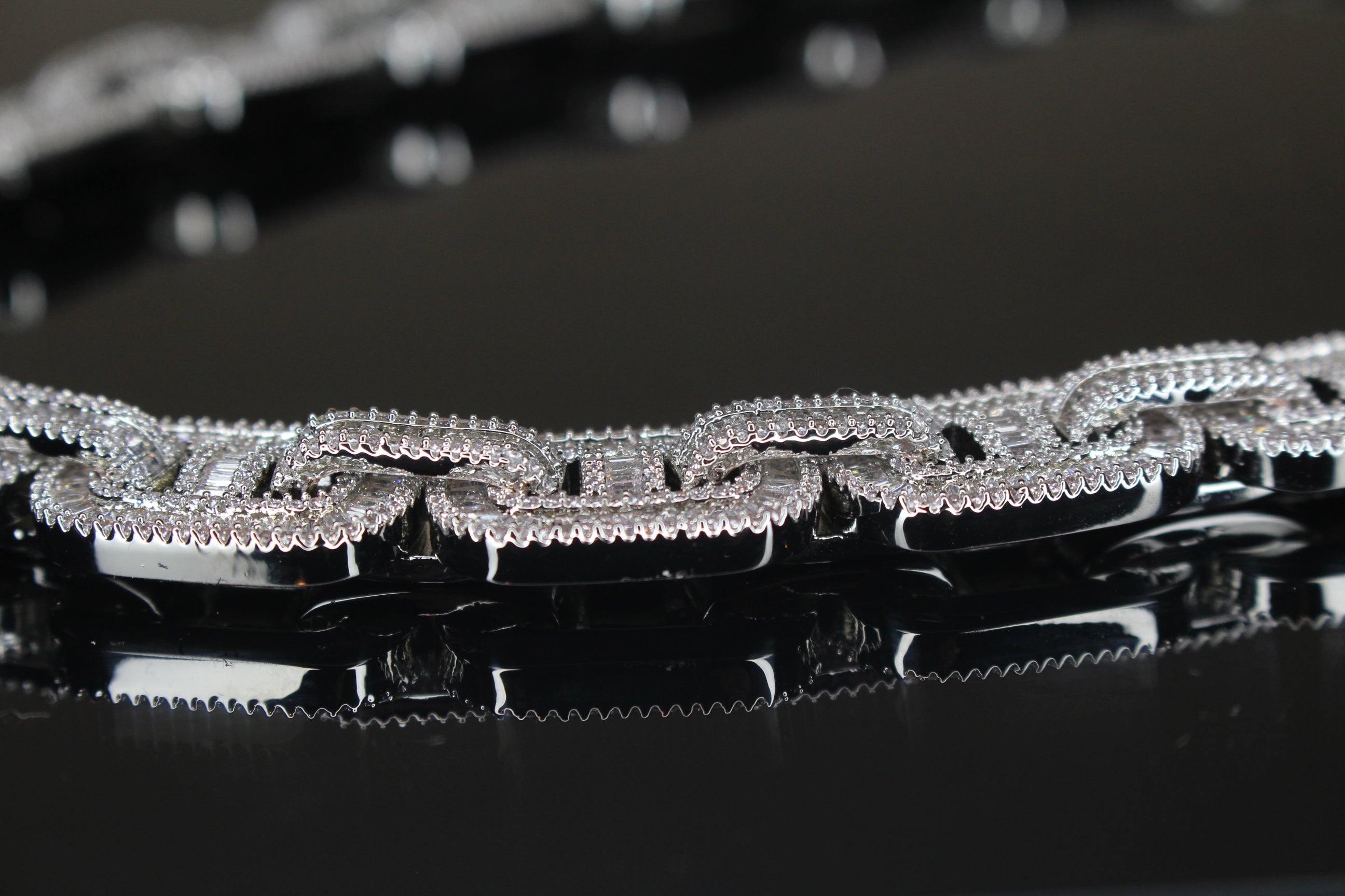 14mm Mariner Chain 82ct BAGUETTE Lab Sim VVS1 Diamond