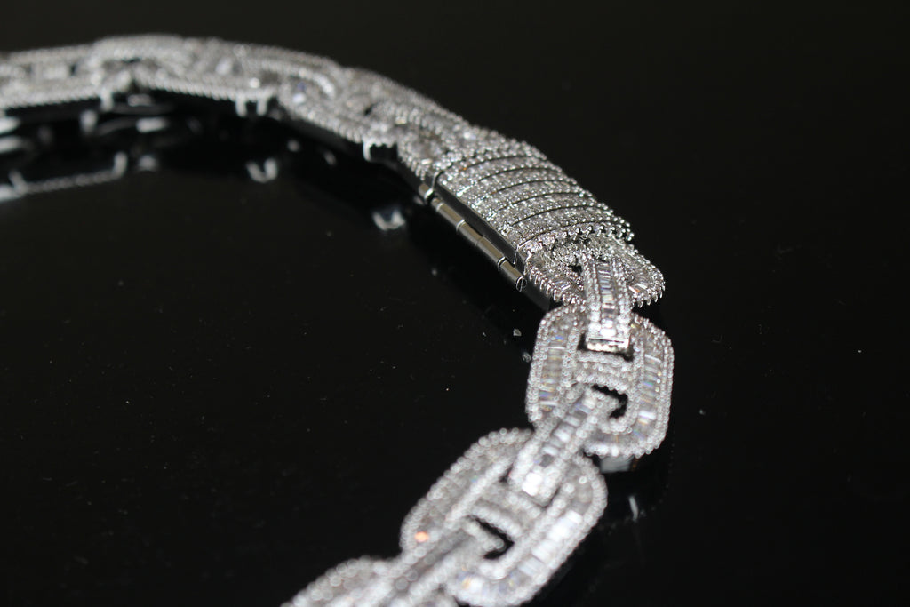 14mm Mariner Chain 82ct BAGUETTE Lab Sim VVS1 Diamond