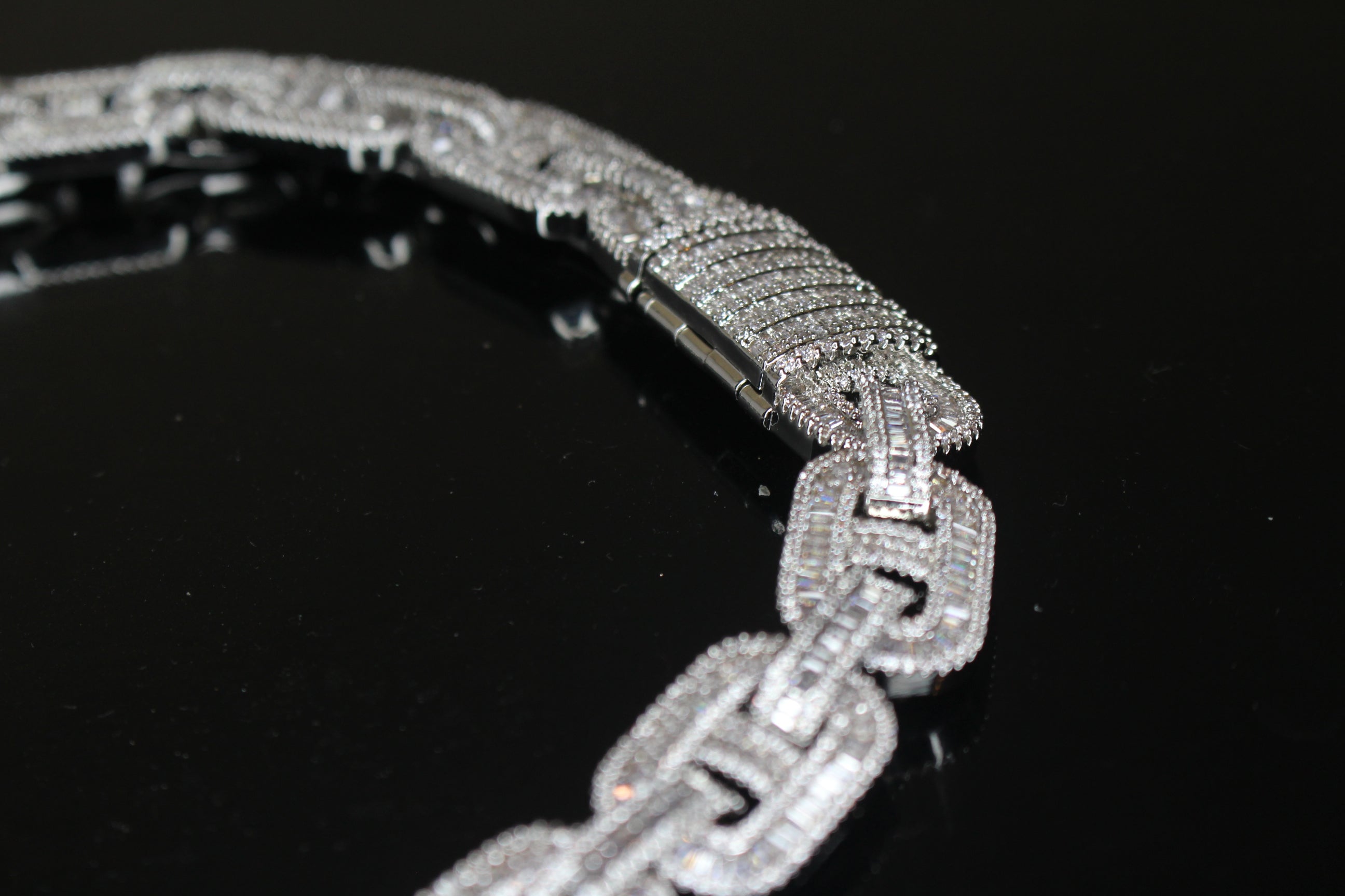 14mm Mariner Chain 82ct BAGUETTE Lab Sim VVS1 Diamond