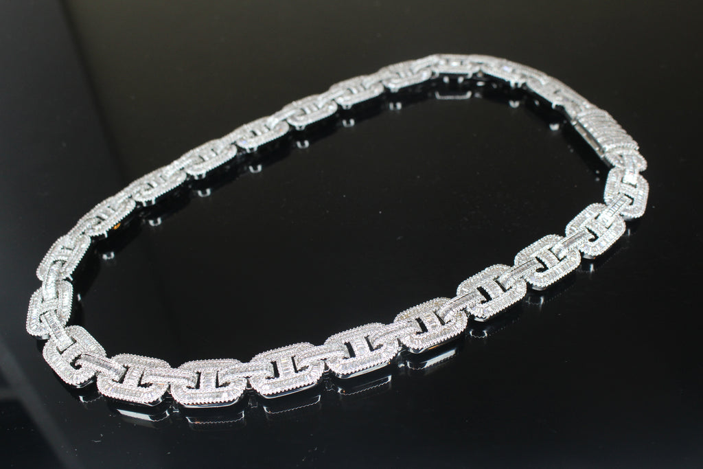 14mm Mariner Chain 82ct BAGUETTE Lab Sim VVS1 Diamond