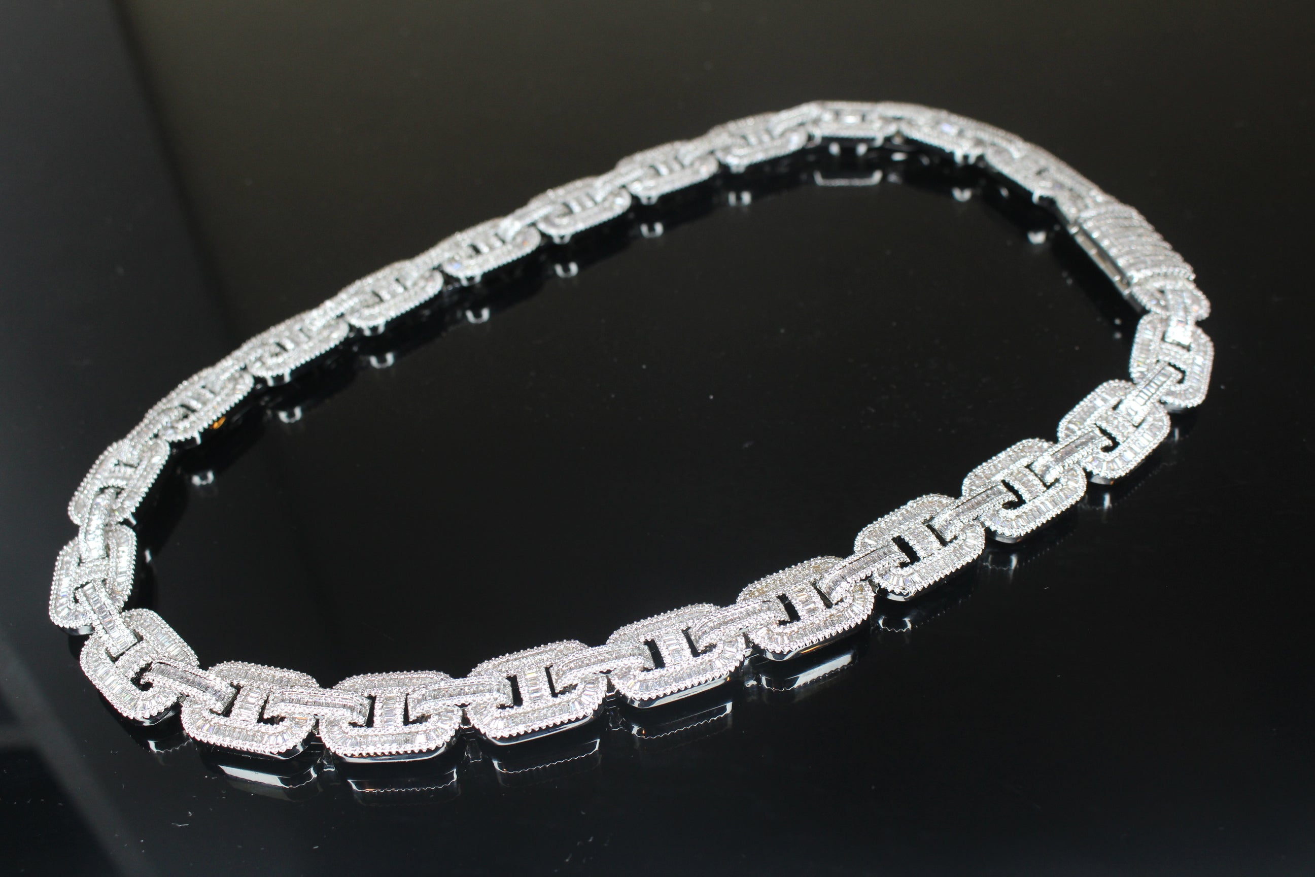 14mm Mariner Chain 82ct BAGUETTE Lab Sim VVS1 Diamond