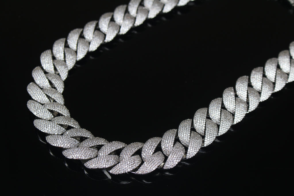 24mm Cuban Miami 186ct Lab Sim VVS1 Diamond Necklace