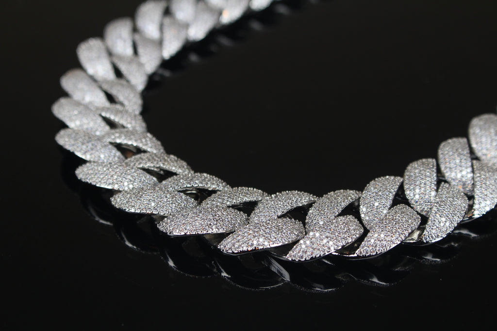 24mm Cuban Miami 186ct Lab Sim VVS1 Diamond Necklace