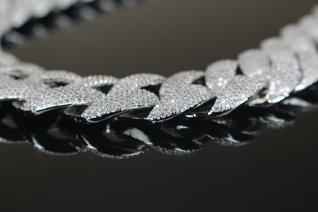24mm Cuban Miami 186ct Lab Sim VVS1 Diamond Necklace