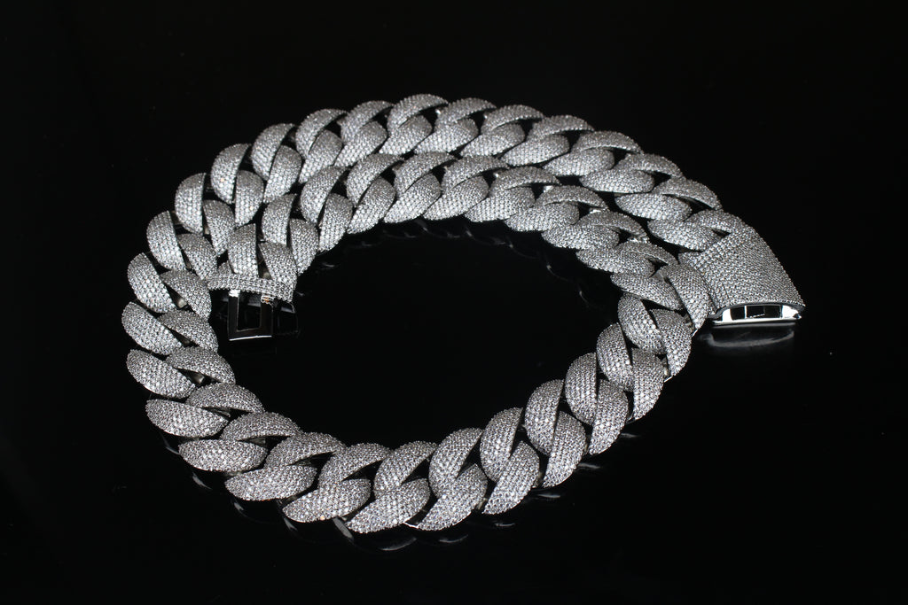 24mm Cuban Miami 186ct Lab Sim VVS1 Diamond Necklace