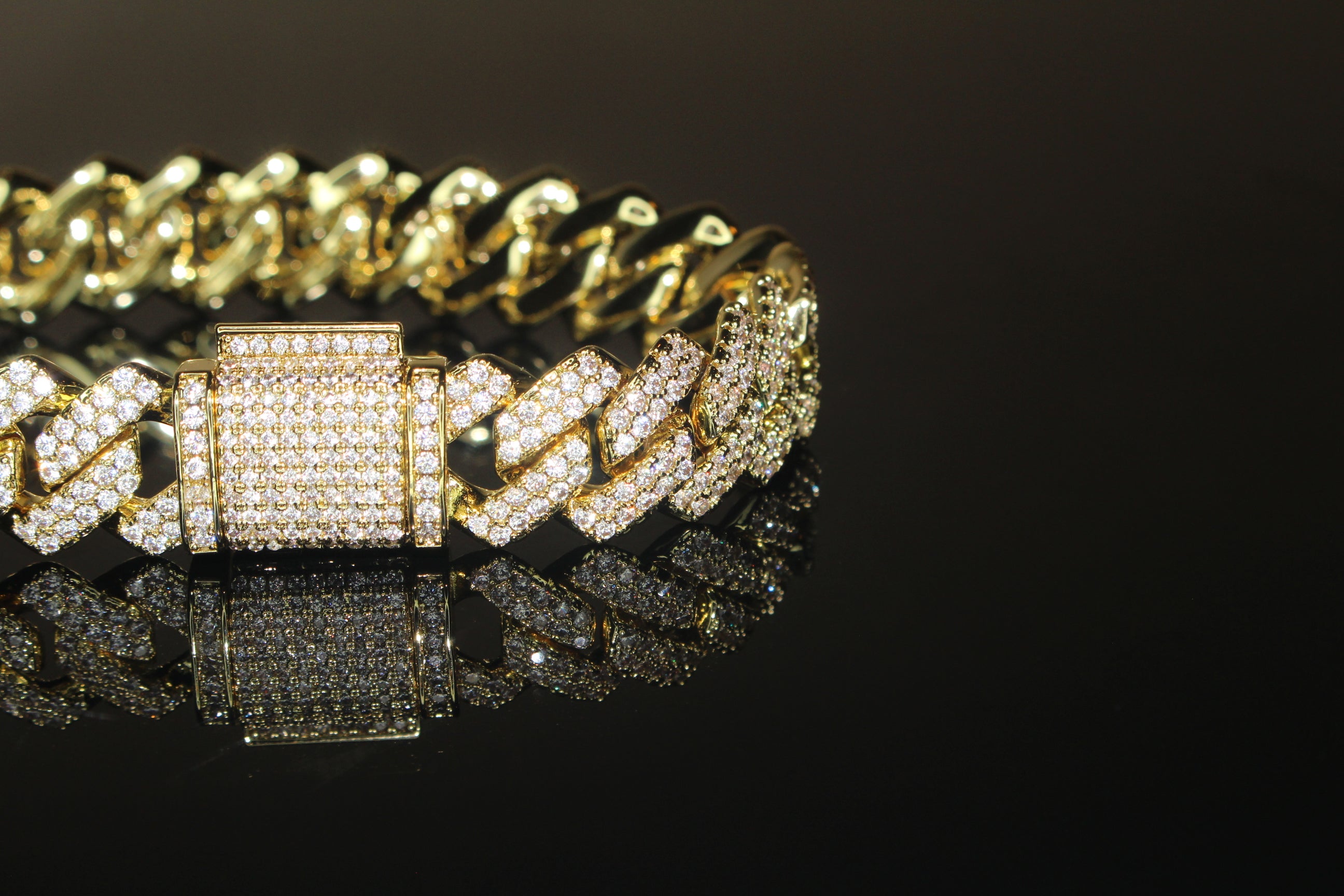 14mm Cuban Miami Prong 18.2ctw Lab Sim VVS1 Diamonds Bracelet Gold