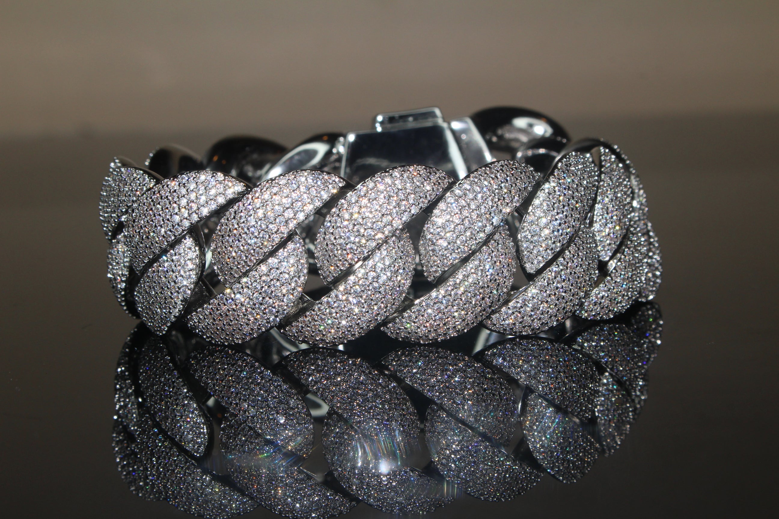24mm XXL Cuban Miami 68.2ctw Lab Sim VVS1 Diamonds Bracelet