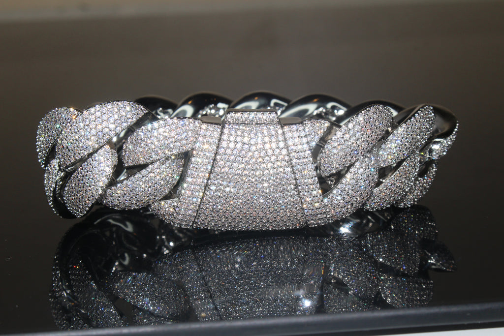 24mm XXL Cuban Miami 68.2ctw Lab Sim VVS1 Diamonds Bracelet