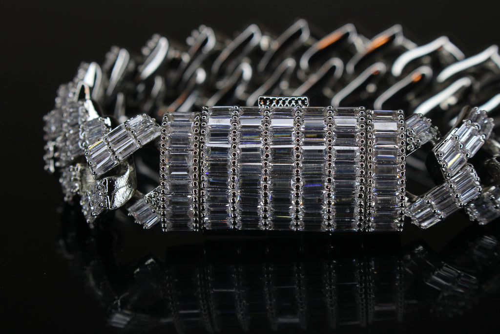 19mm Prong BAGUETTE 24.6ct Lab VVS1 Sim Diamonds Bracelet