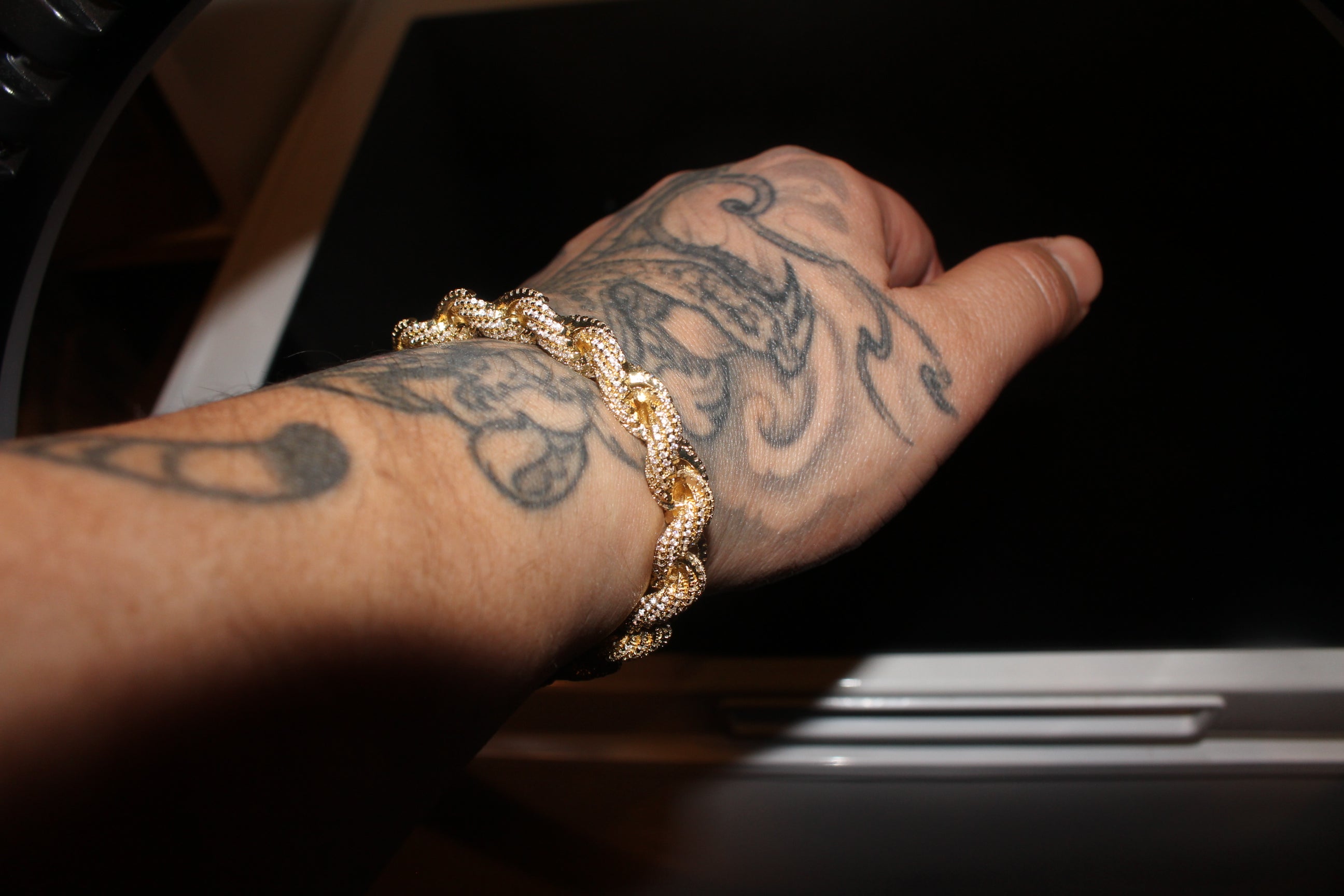 8mm Rope Chain 12.6ctw Lab Sim VVS1 Diamond Bracelet - Gold