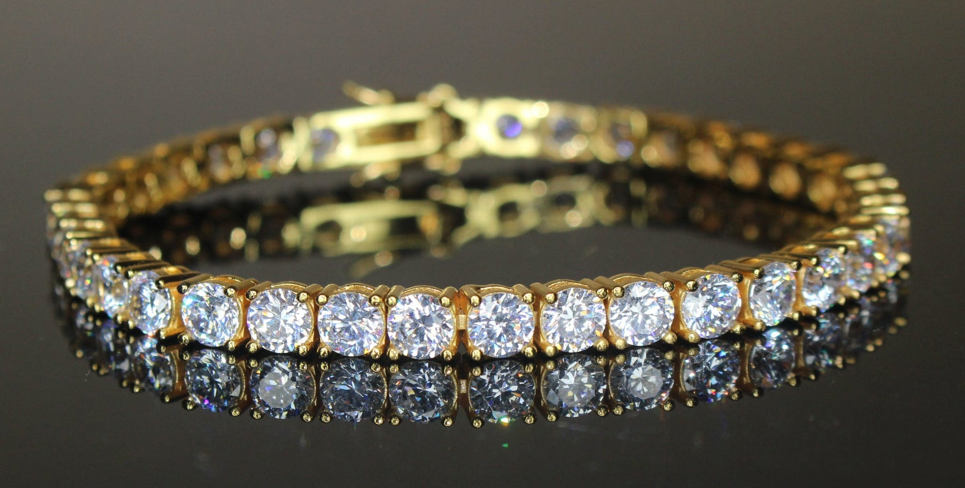 4mm Tennis Bracelet 14.75ct Lab Sim VVS1 Diamonds- Gold