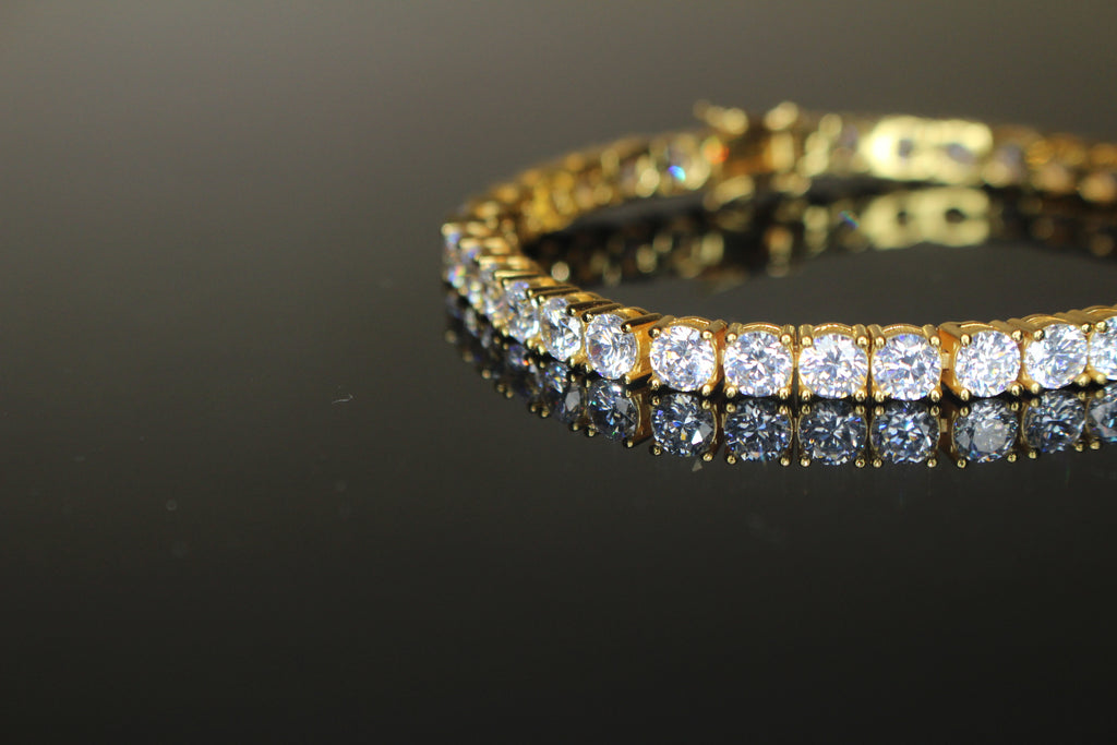 4mm Tennis Bracelet 14.75ct Lab Sim VVS1 Diamonds- Gold