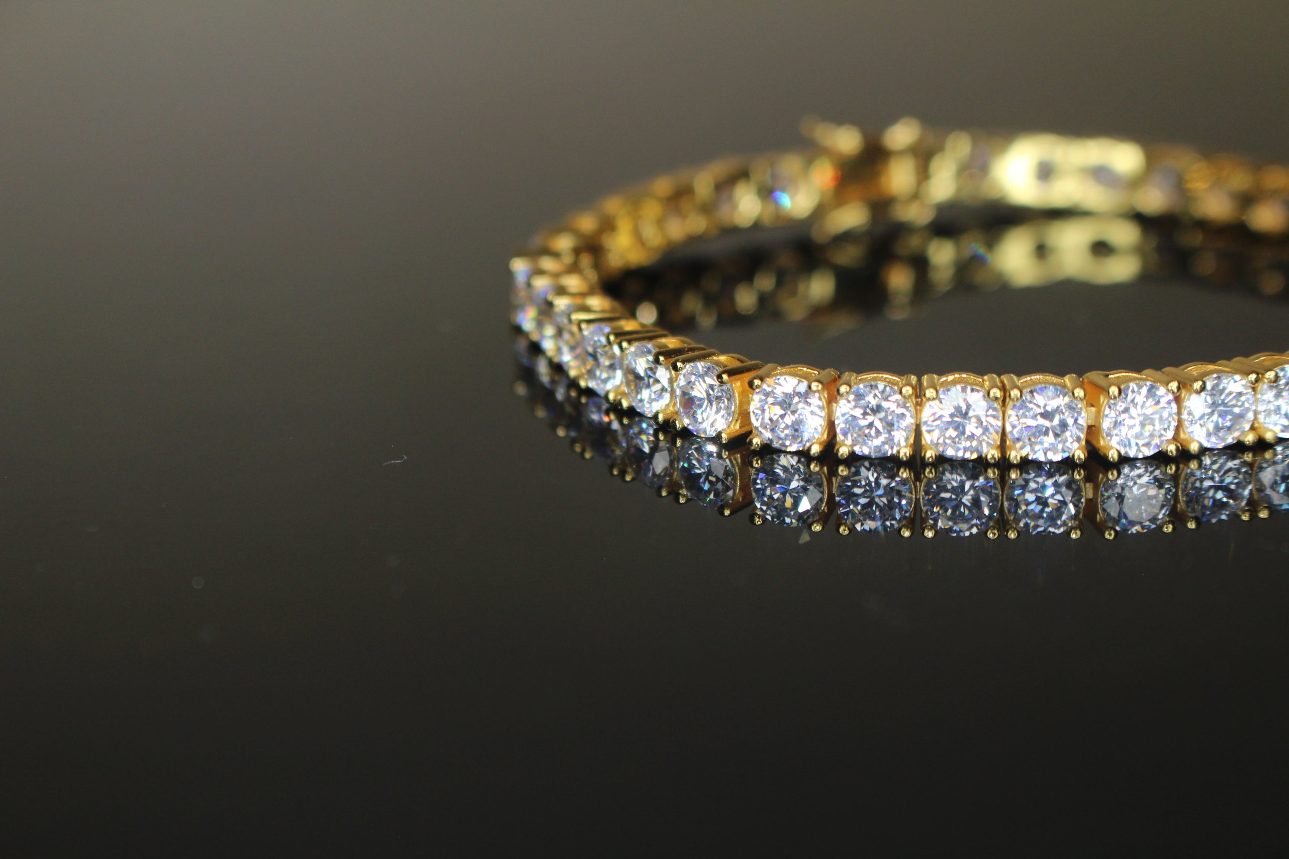 4mm Tennis Bracelet 14.75ct Lab Sim VVS1 Diamonds- Gold