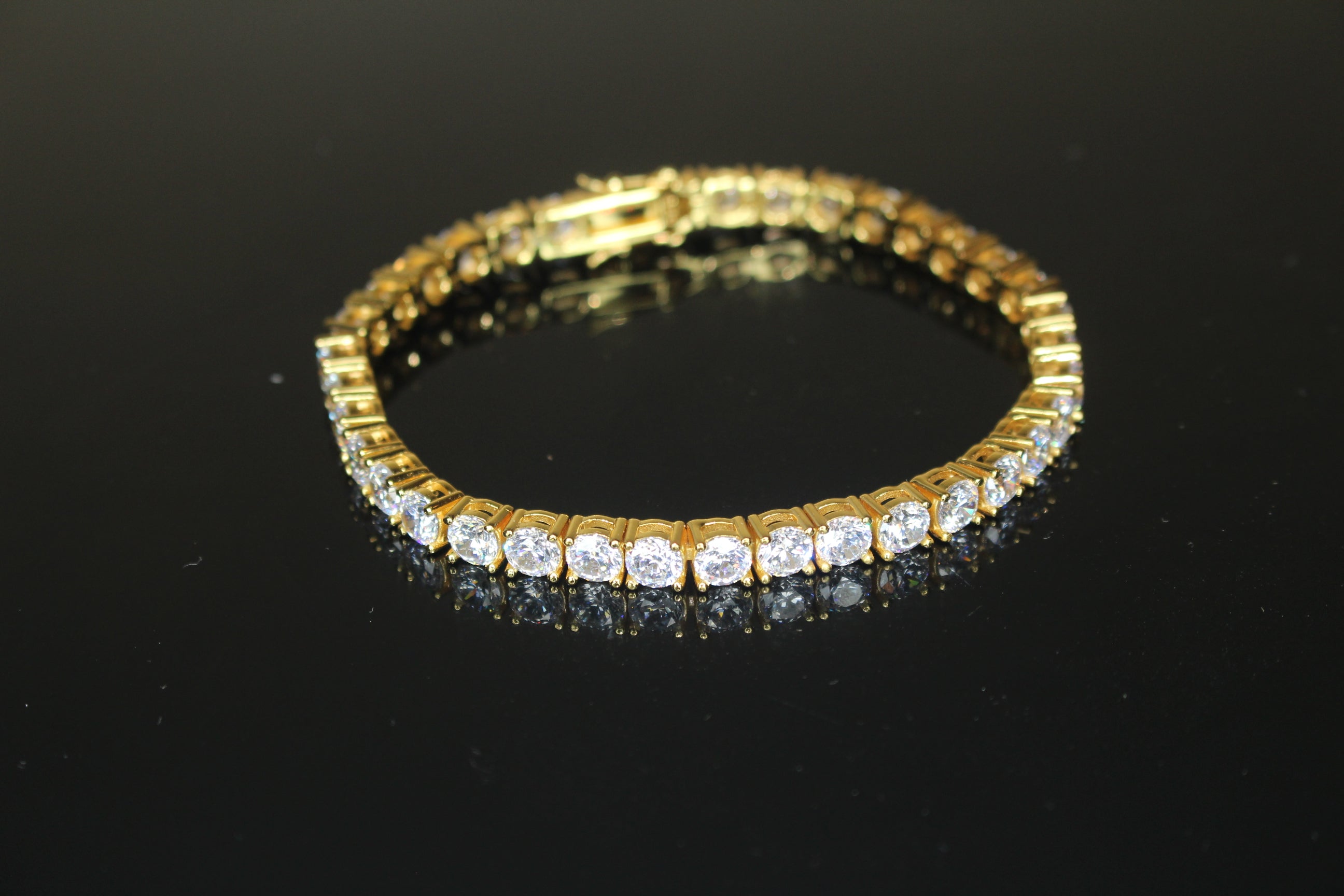 4mm Tennis Bracelet 14.75ct Lab Sim VVS1 Diamonds- Gold