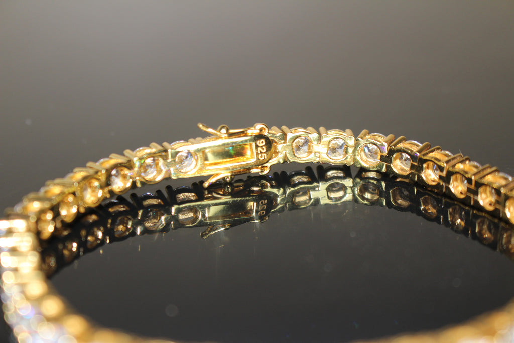 4mm Tennis Bracelet 14.75ct Lab Sim VVS1 Diamonds- Gold