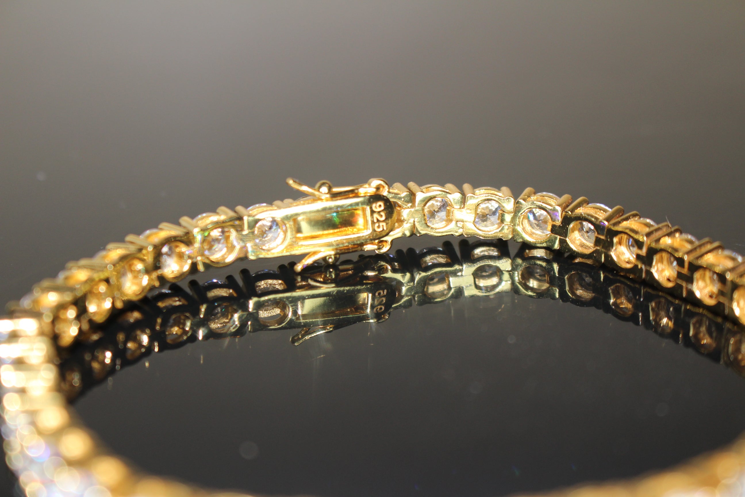 4mm Tennis Bracelet 14.75ct Lab Sim VVS1 Diamonds- Gold