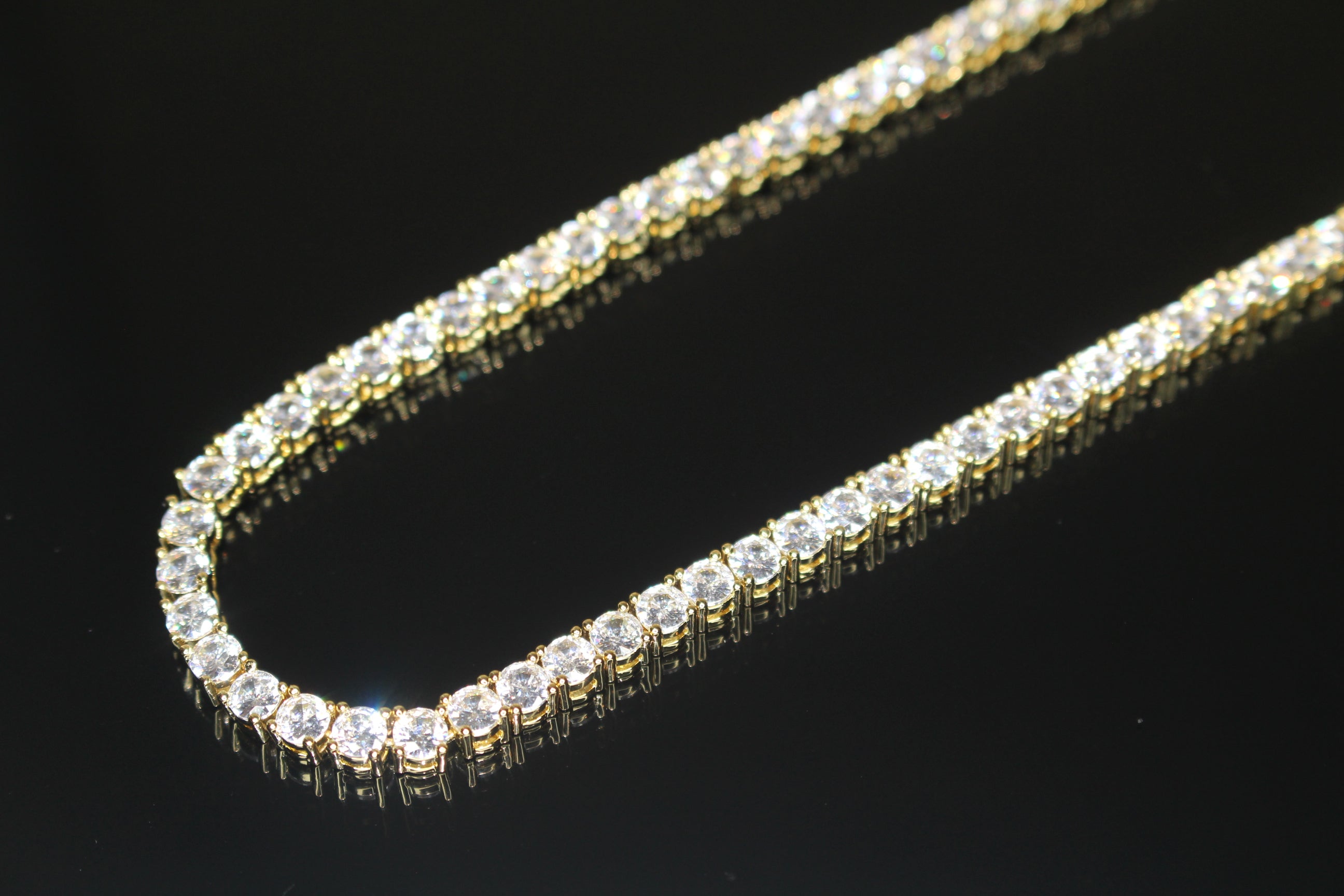 4mm Tennis Chain 70ct Lab Sim VVS1 Diamond Necklace - Gold