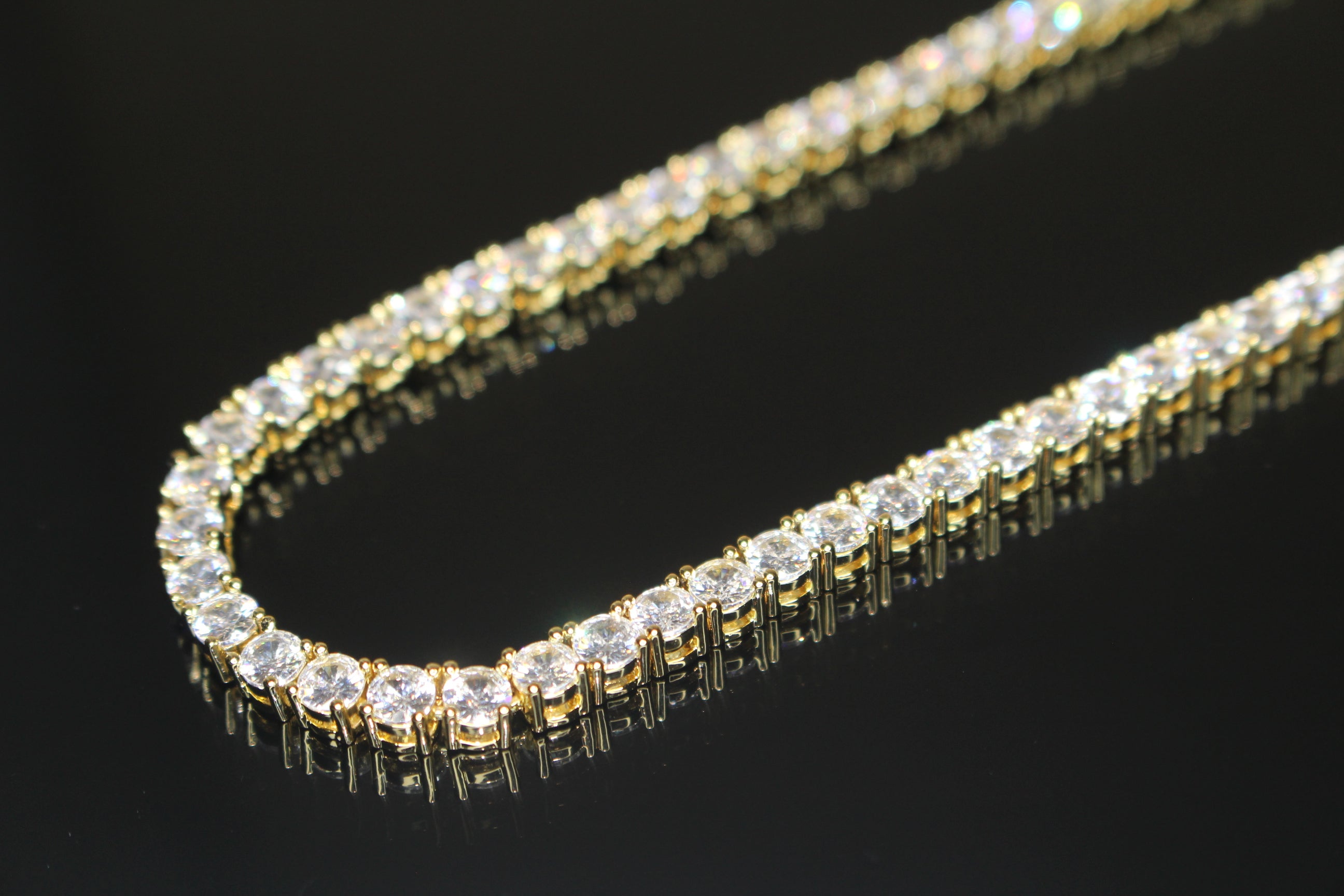 4mm Tennis Chain 70ct Lab Sim VVS1 Diamond Necklace - Gold