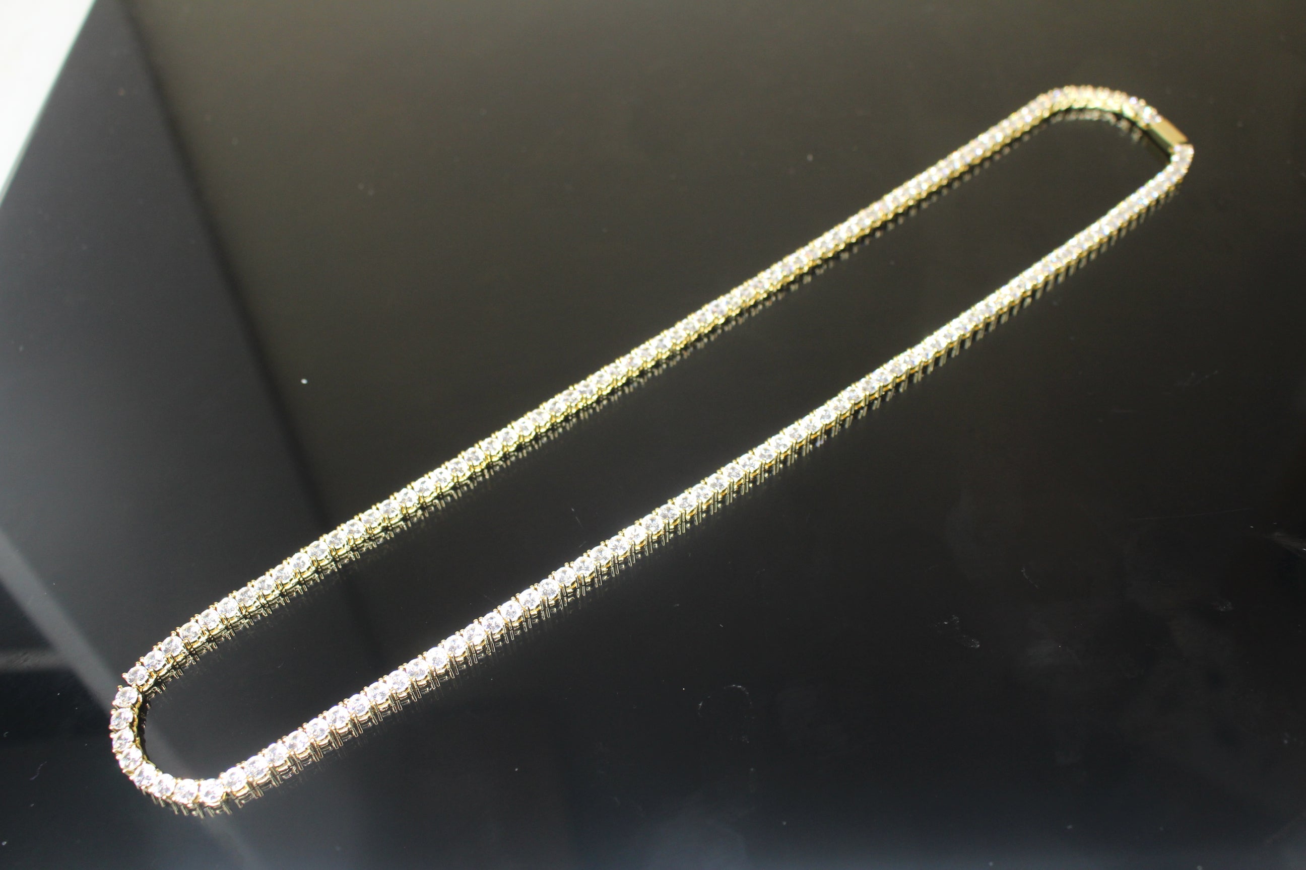 4mm Tennis Chain 70ct Lab Sim VVS1 Diamond Necklace - Gold