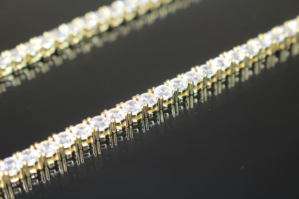 4mm Tennis Chain 70ct Lab Sim VVS1 Diamond Necklace - Gold