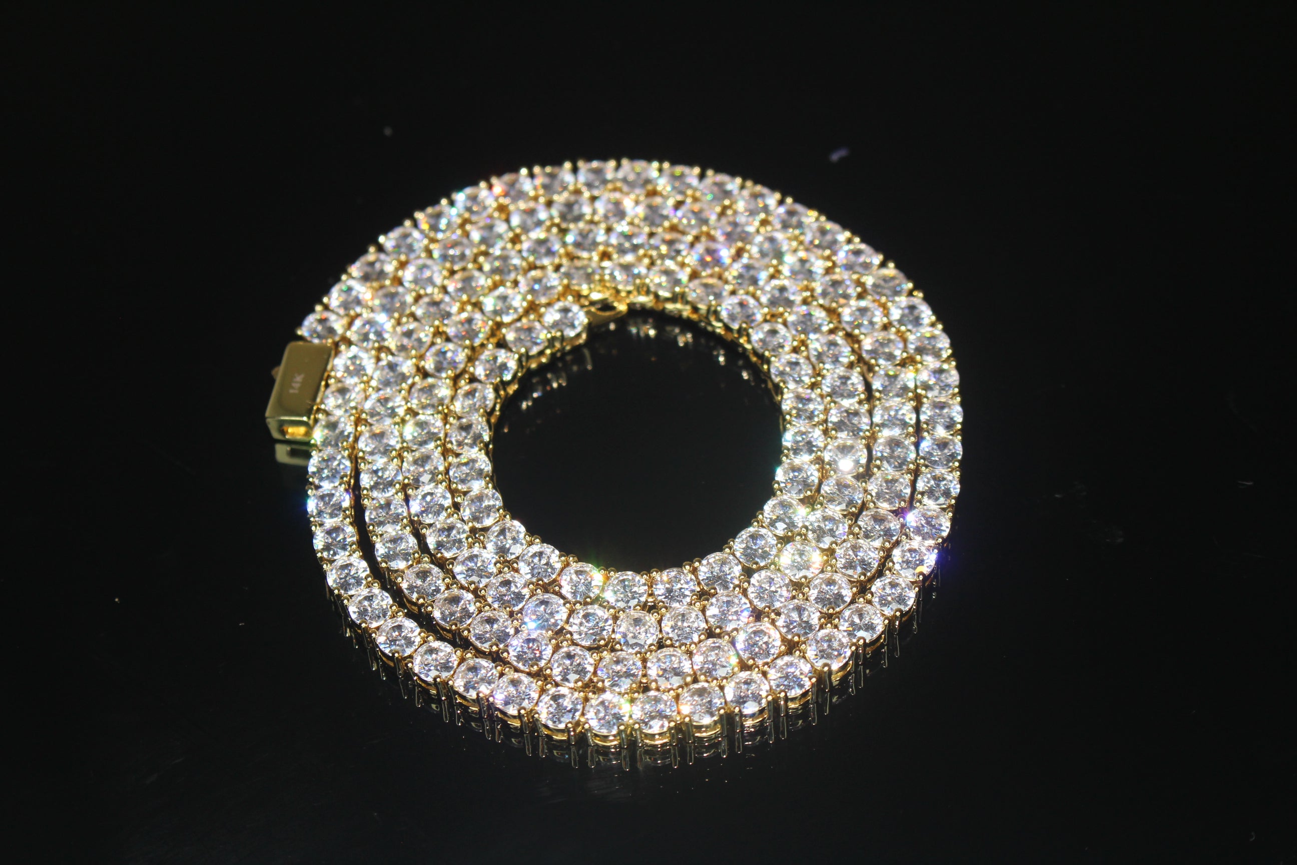 4mm Tennis Chain 70ct Lab Sim VVS1 Diamond Necklace - Gold
