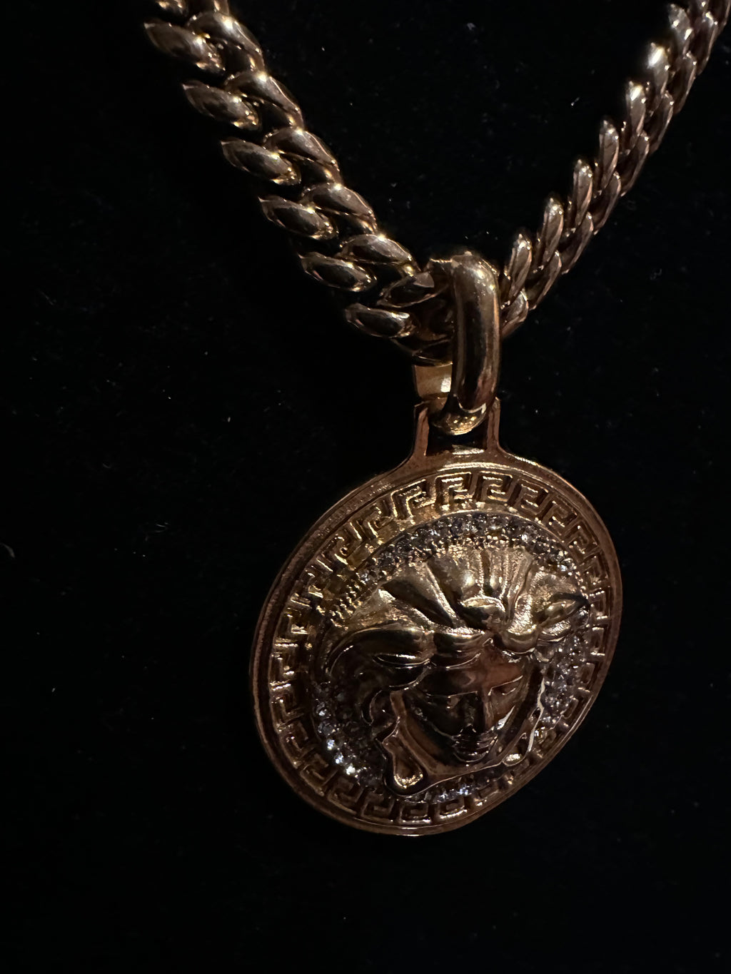 Medusa Medallion Pendant Cuban Miami Chain Necklace Lab Sim VVS1 Diamond