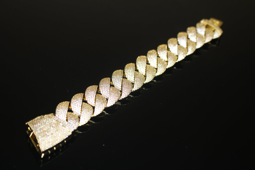 24mm XXL Cuban Miami 68.2ctw Lab Sim VVS1 Diamonds Bracelet - Gold