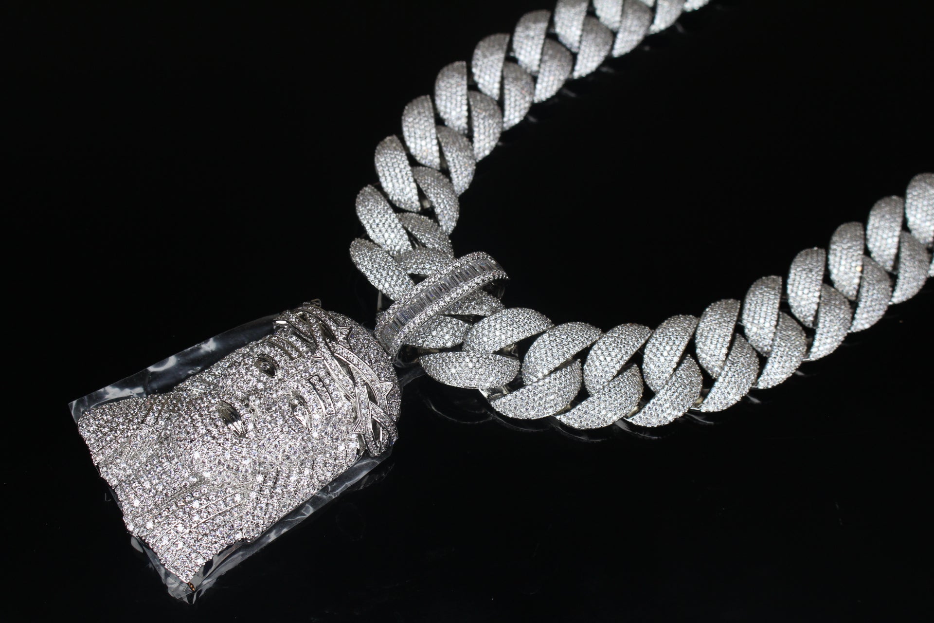 XXL Jesus Pendant 24mm Cuban Miami 196ct Lab Sim VVS1 Diamond Necklace - 1LB Weight