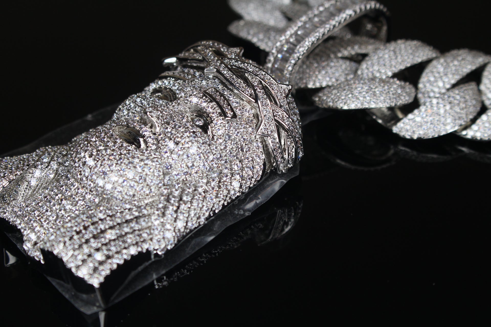 XXL Jesus Pendant 24mm Cuban Miami 196ct Lab Sim VVS1 Diamond Necklace - 1LB Weight