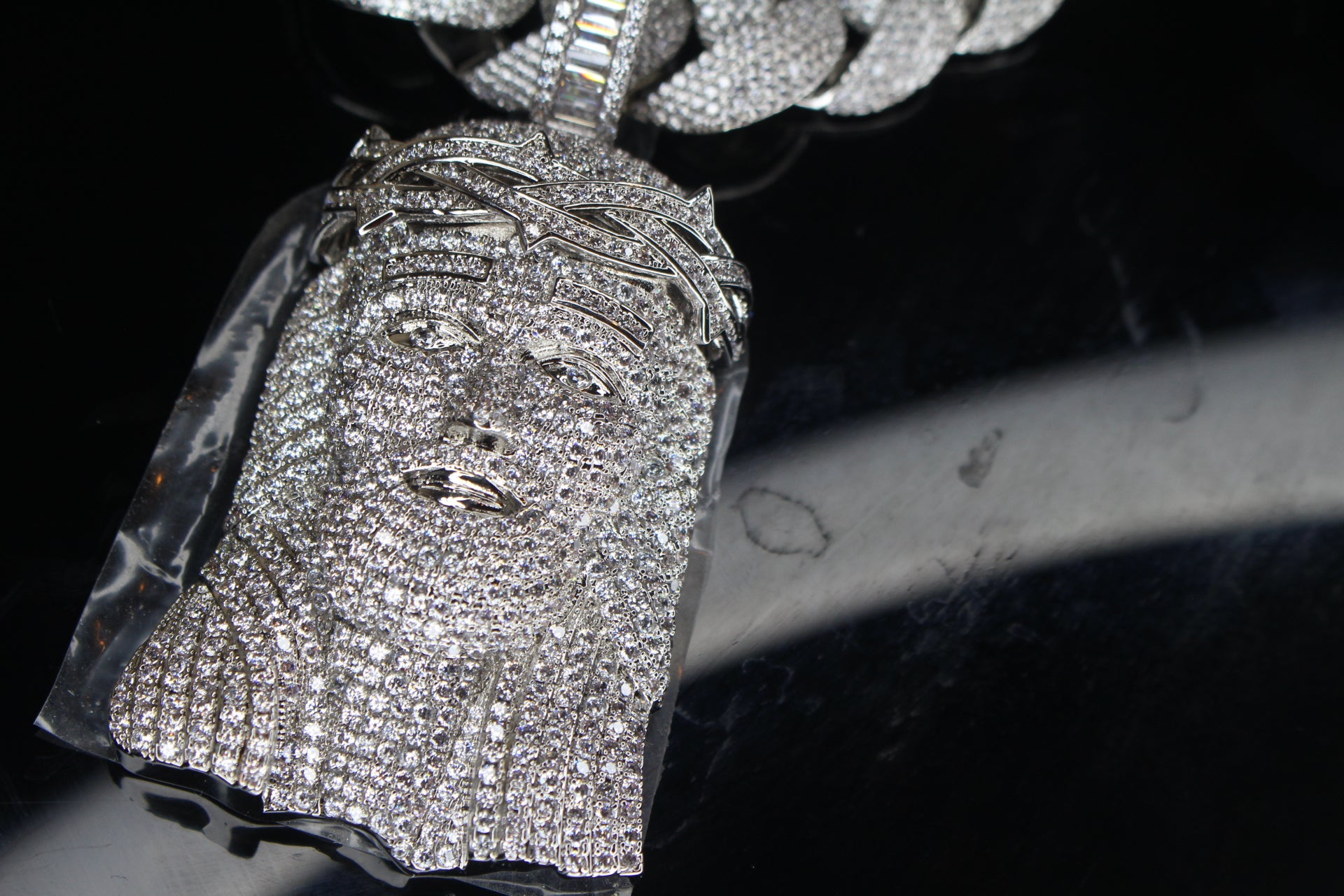 XXL Jesus Pendant 24mm Cuban Miami 196ct Lab Sim VVS1 Diamond Necklace - 1LB Weight
