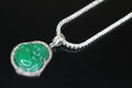 Happy Buddha Jade Pendant TENNIS 74ct Lab Sim BAGUETTE Diamond - GREEN