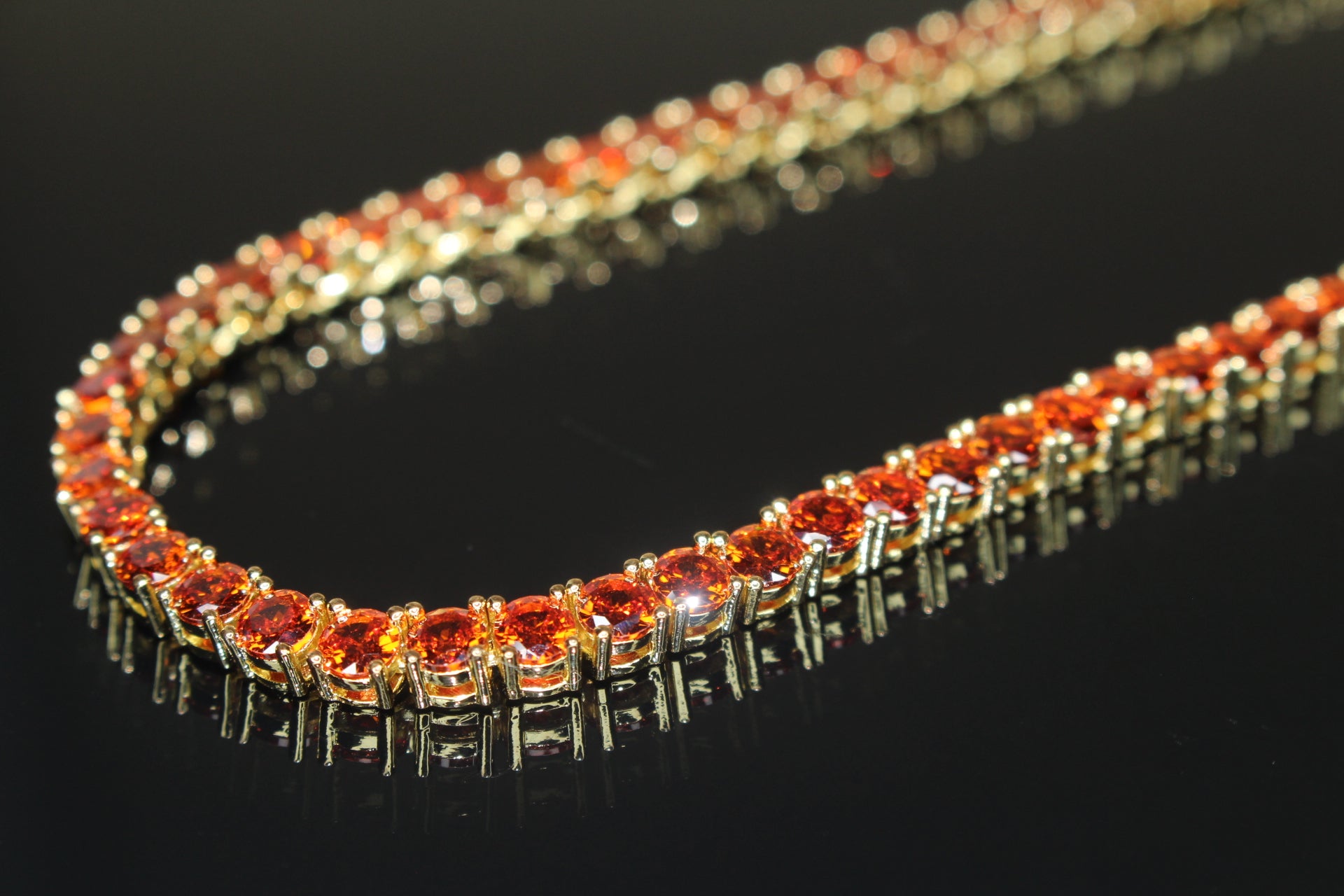 4mm Tennis Chain 70ct Lab Sim VVS1 Diamond Necklace GOLD - RUBY RED