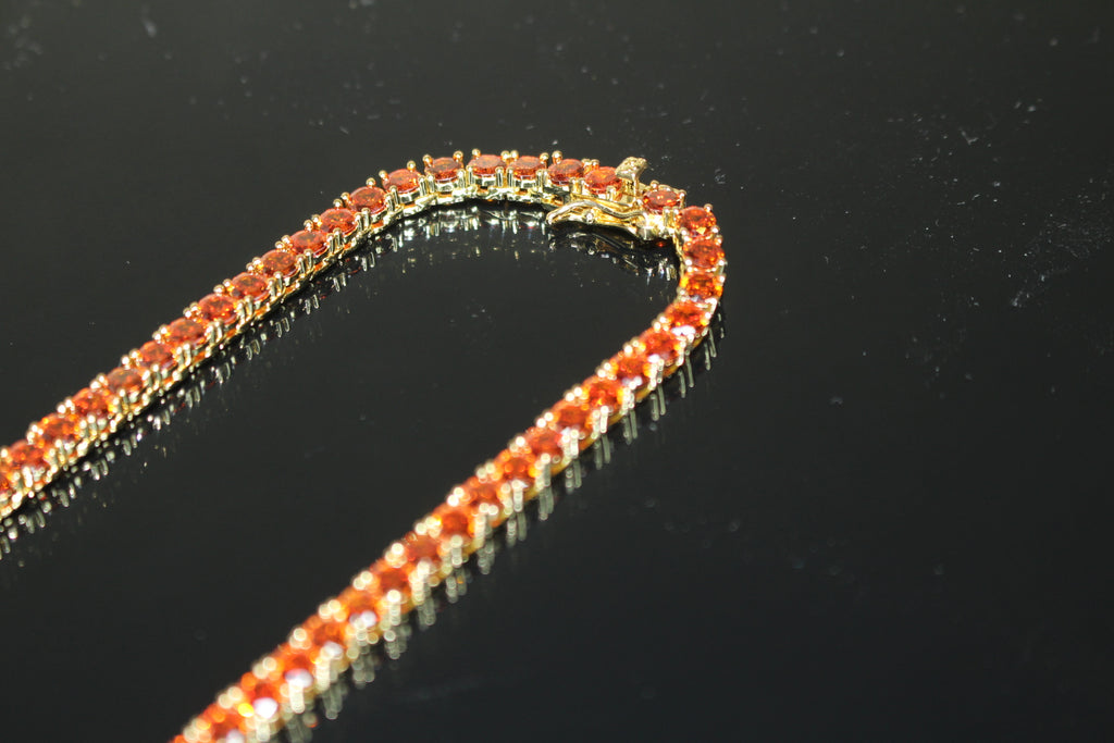 4mm Tennis Chain 70ct Lab Sim VVS1 Diamond Necklace GOLD - RUBY RED