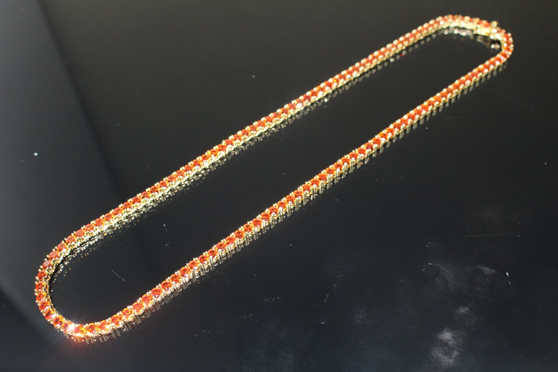 4mm Tennis Chain 70ct Lab Sim VVS1 Diamond Necklace GOLD - RUBY RED