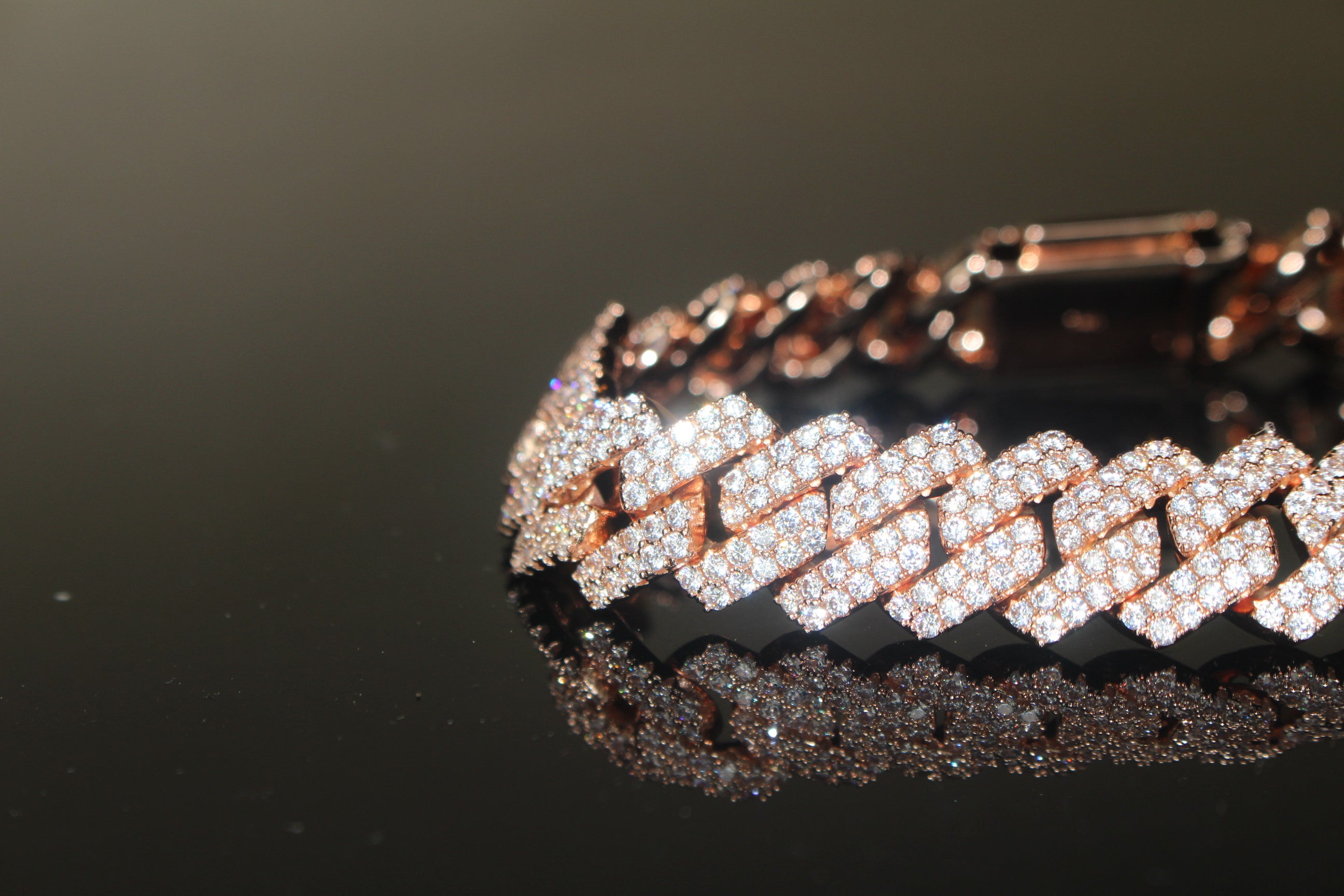 14mm Cuban Miami Prong 18.2ctw Lab Sim VVS1 Diamonds Bracelet Rose Gold