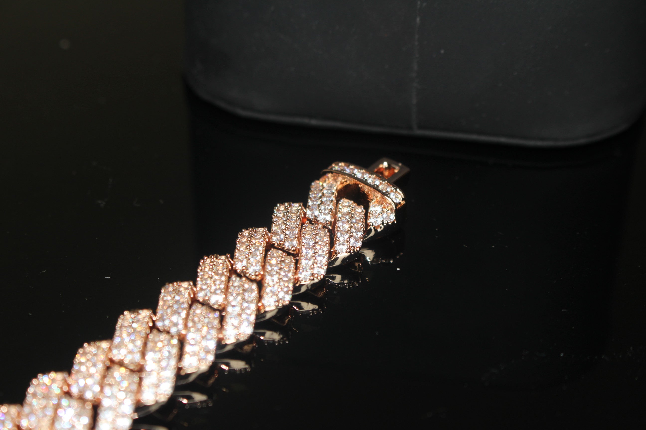14mm Cuban Miami Prong 18.2ctw Lab Sim VVS1 Diamonds Bracelet Rose Gold