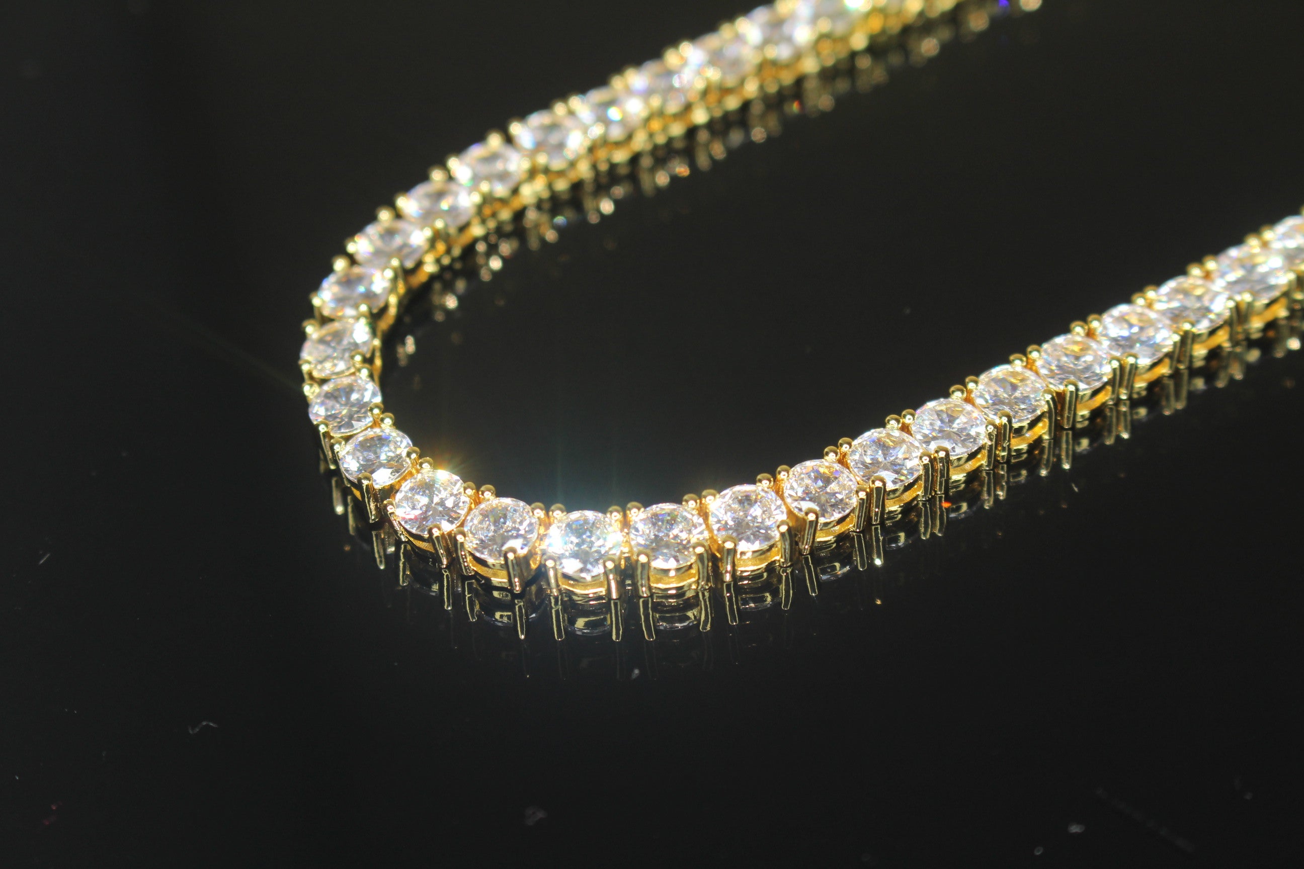 5mm Tennis Chain 100ct Lab Sim VVS1 Diamond Necklace - Gold