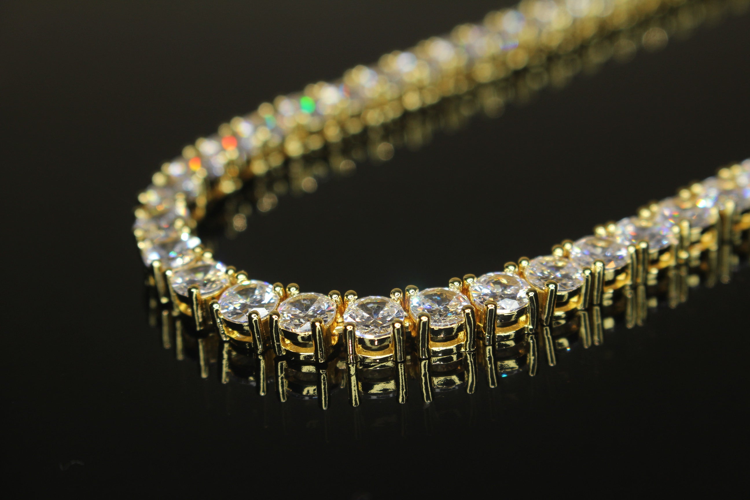 5mm Tennis Chain 100ct Lab Sim VVS1 Diamond Necklace - Gold